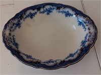 Grindley flow blue somerset oval serving bowl 9"