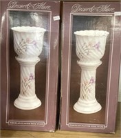 2 Porcelain Planters With Stands