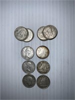 15 Canada Silver Dimes: 1950s-1960s Mixed