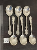 STERLING IS WILD ROSE 6 SOUP SPOONS 6.81 OZT