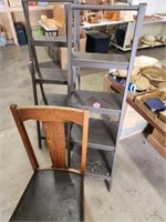 2 MATCHINGWOODEN SHELFS  17 X 45 AND WOODEN CHAIR