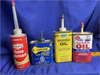 4 Oil Cans - Texaco, Panef, Solder Seal Gunk and