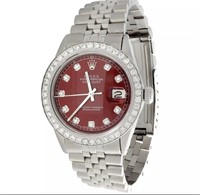 Rolex Men  Datejust Red MOP 2.00 Cts Diamond Watch