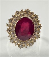 Certified 8.50 Cts Natural Ruby Diamond Ring