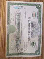 Ej korvette stock certificate