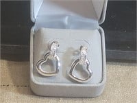Set .925 Silver Heart Shaped Earrings