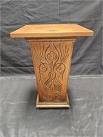 Antique Art Nouveau tiger oak carved pedestal,