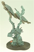 Metal Sculpture of Sea Turtles and fish 14”