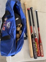 Baseball kit, 4 bats & balls