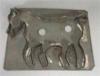 Tin horse shaped cookie cutter ca. 1890-1920;