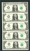 (5 CONSECUTIVE - STAR) $1 2001 Federal Reserve