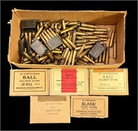 Box of mixed cartridges and casings, M-1- clips