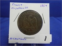 1854 France Napoleon I I I  10 Centimes