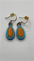 Turquoise and Orange Earrings