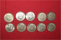 (10) Kennedy Half Dollars  40% Silver 1967-69D Mix