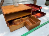 Vintage wooden desk cubby & sorting trays