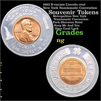 1962 D encase Lincoln cent New York Numismatic Con