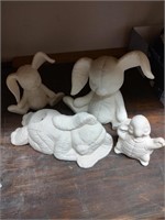 Box Unfinished Ceramics Rabbits and Turtle