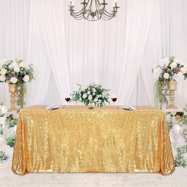New Sparkly Gold Sequin Tablecloth Rectangle