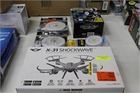 5 ASSORTED ITEMS INCL. DRONE, LIGHTING