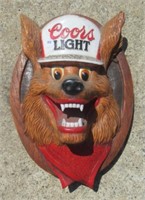 Plastic Beer Wolf Sign. Measures:  14.5" T x 10"