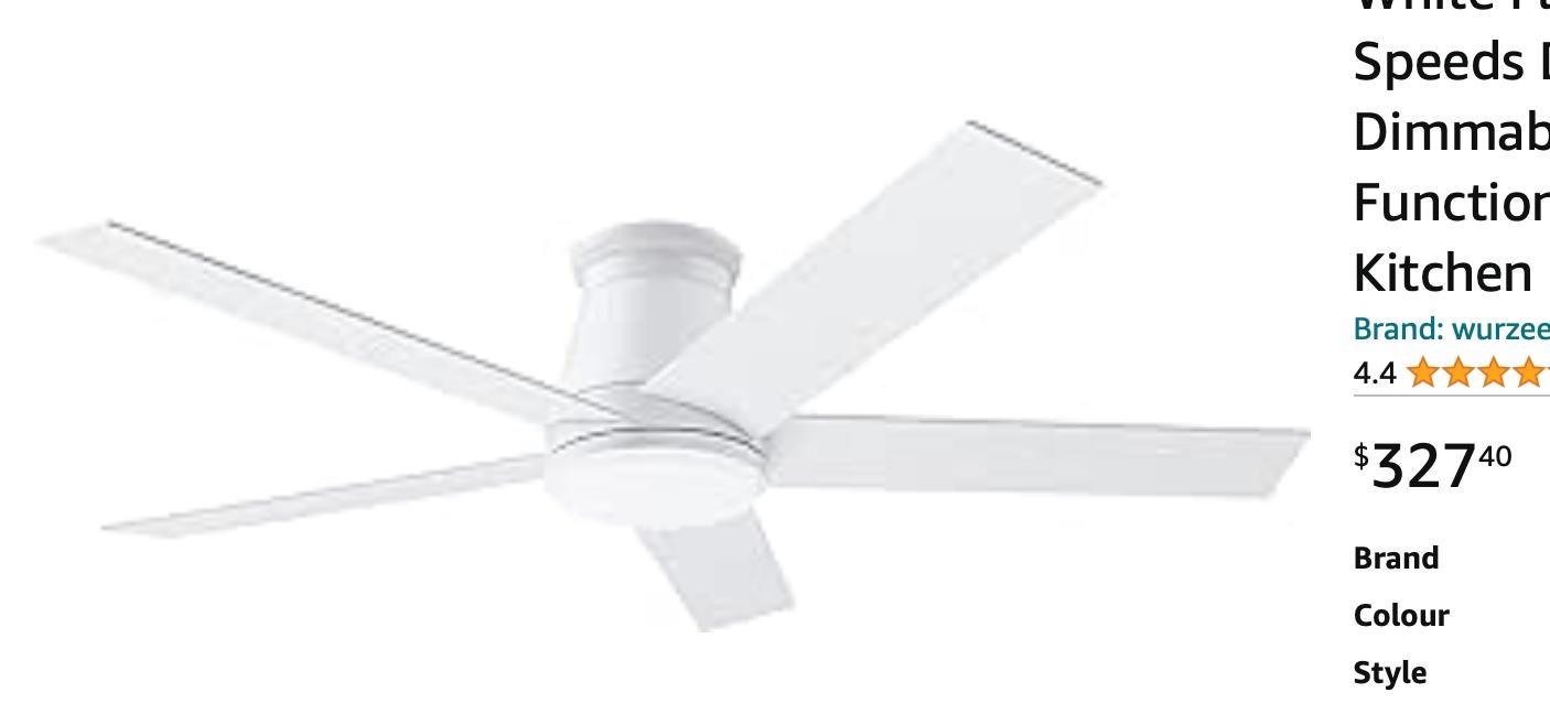 wurzee 52 inch Ceiling Fan with Light, White Flush