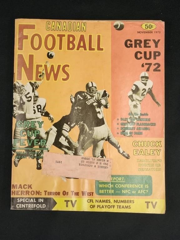 VINTAGE 1972 CANADIAN FOOTBALL NEWS MAGAZINE