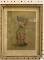 1940s oil pastel of one of the seven dwarves in
