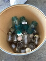 3 Blue Ball jars & a mix of canning jars