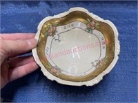 Limoges hand painted 3-footed bowl