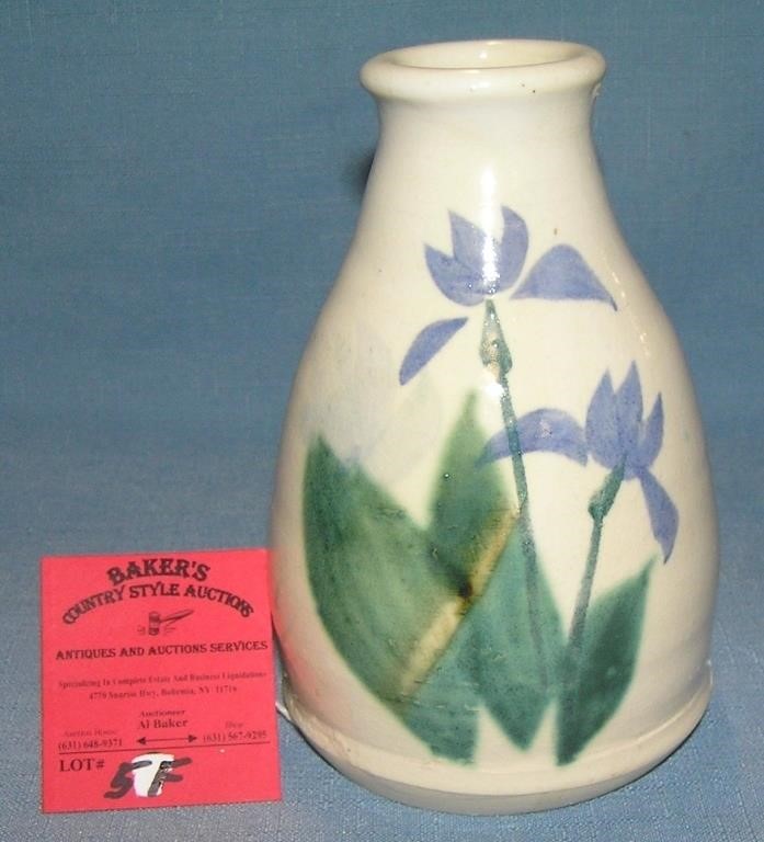 Hand painted and glazed earthenware vase