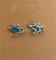 Native Eagle Stud Earrings Sterling, Turquoise