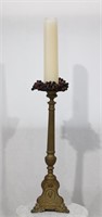 Large Antique Brass Candle Holder 24"