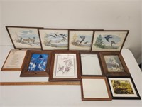 (11) Vintage Bird Pictures, Framed Pictures, and
