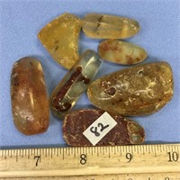 lot of 7 natural amber nuggets  unpolished, with b