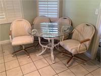 Nice wrought Iron glass top Table and chairs