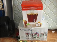 Oneida Glasses & Pitcher Set & Beverage Dispenser