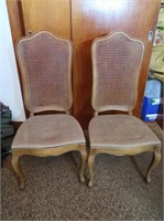 2 Vintage Fruit Wood Chairs w/Cane Back