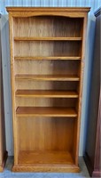 72" Contemporary High Quality Oak 5 Shelf Bookcase