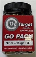 100 QTY ON TARGET 9MM 115GR AMMO