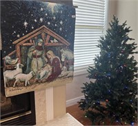 4 Ft Multi Colored Christmas Tree/ Tapestry