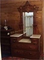 Marble Top Mirrored Dresser