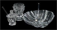 BACCARAT ART CRYSTAL SHELL BOWL, BEAKER, CONDIMENT