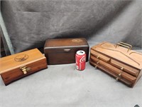 2 wood boxes and Men's jewelry box.  Look at the