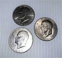 3 1971D Eisenhower Dollars