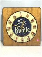 Say Burgie Electric Beer Advertising Clock. Wires