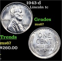1943-d Lincoln Cent 1c Grades GEM++ Unc