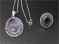 Amethyst pendent necklace & amethyst ring!