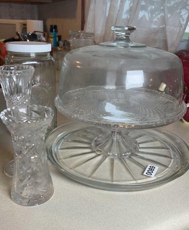 CAKE STAND W/ COVER & MORE