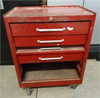 Large red tool box with wheels